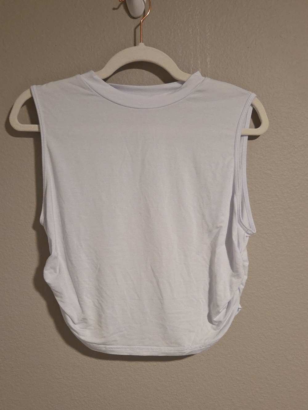 HALARA White Cropped Tank With Side Ruching